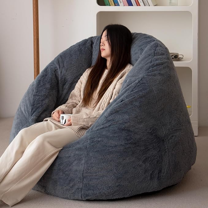N&V Large Shell Bean Bag Chair, Adult Size Bean Bag Sack, Foam Filling - Image 5