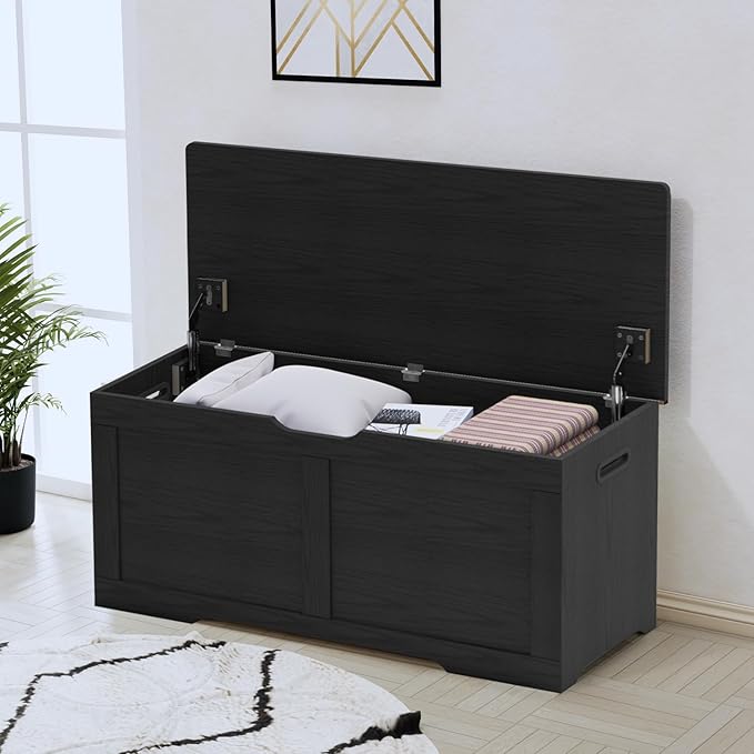 39.4" Storage Chest, Wooden Storage Bench, Lift Top Toy Chest - Image 5
