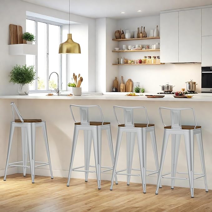 26 Inch Swivel Bar Stools Set of 4, Counter Height Bar Stools - Image 2