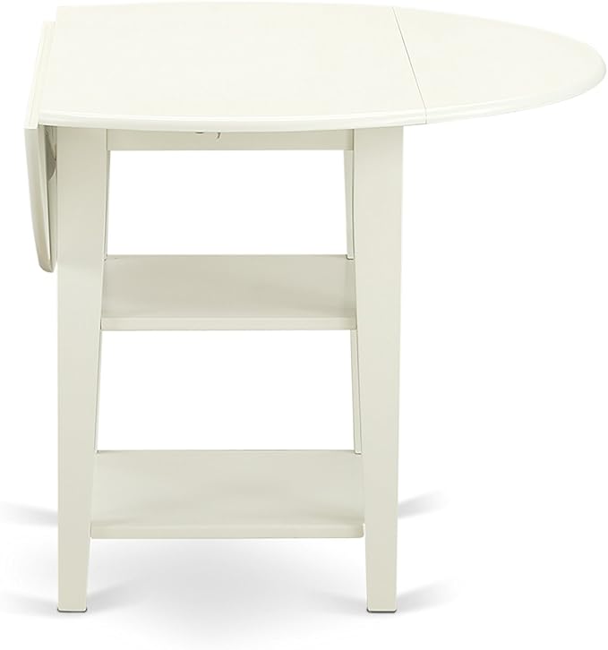 East West Furniture SUDA3-LWH-W 3 Piece Dining Room Table Set Contains a Round - Image 5