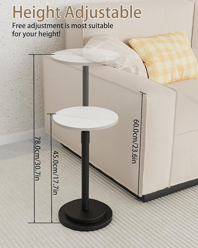Height Adjustable Drink Table, Vintage Round Indoor Metal Plant Stand, - Image 3
