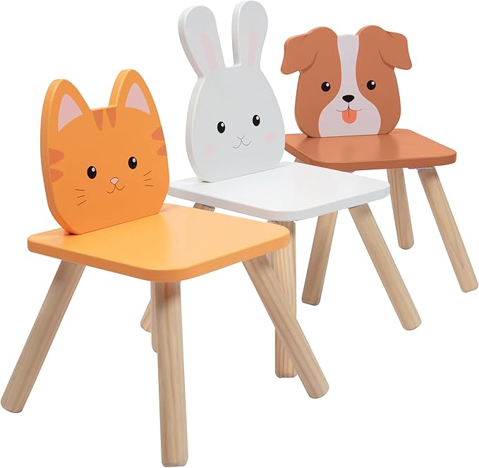 Kids Wooden Animal Table & Chair Set w 4 Seats- Puppy Kitten Bunny Plus Adult - Image 5