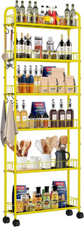 6-Tier Slim Storage Cart with Wheels, 6in Narrow Rolling Shelf, Sturdy Slim by RUOZTEOO