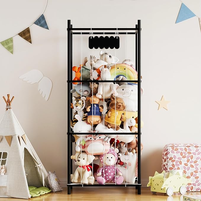 SpaceAid Stuffed Animal Storage Organizer, Wood Animals Zoo Toy Plushies - Image 2