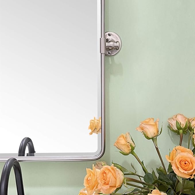 TEHOME 20 x 24 inch Farmhouse Nickel Metal Framed Pivot Rectangle Bathroom - Image 5