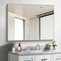 Silver Bathroom Mirror, Bathroom Rectangular Mirror Modern Wall Mirror by Welcometocofeny