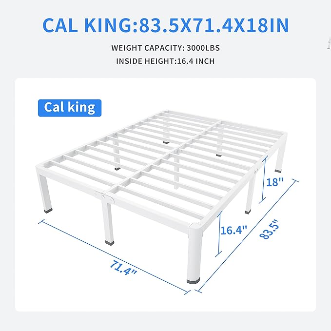 MAF 18 Inch California King Bed Frame White - Image 2