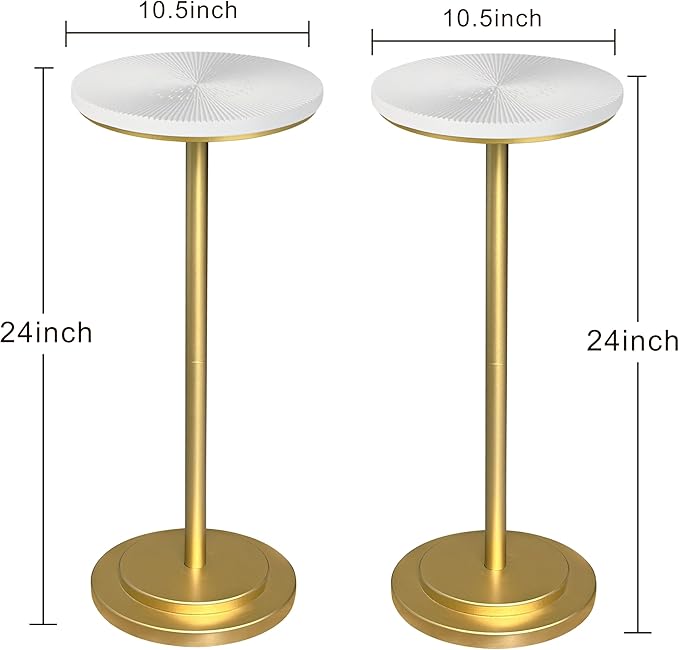 Drink Table Set of 2, Small Round Pedestal Side Table - Image 2