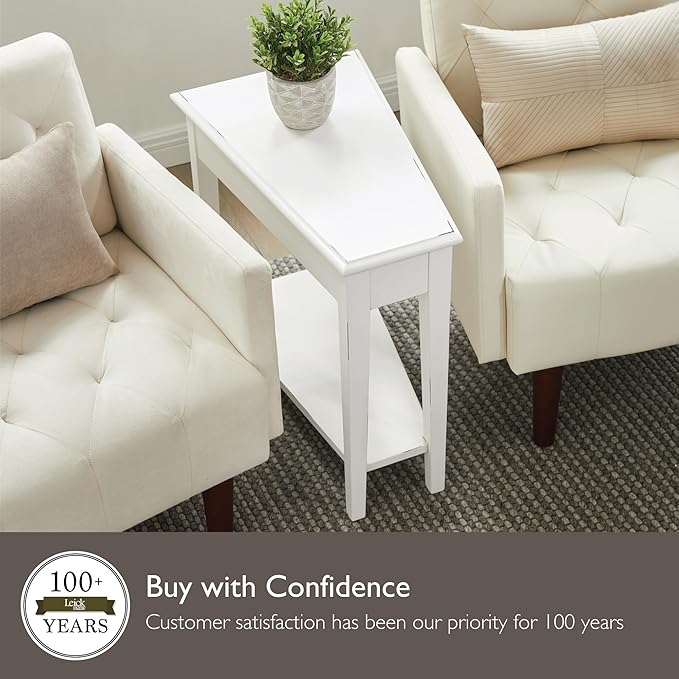 Leick Home Haven Ridge Wedge End Table, Tapered Side Table, Farmhouse White - Image 9