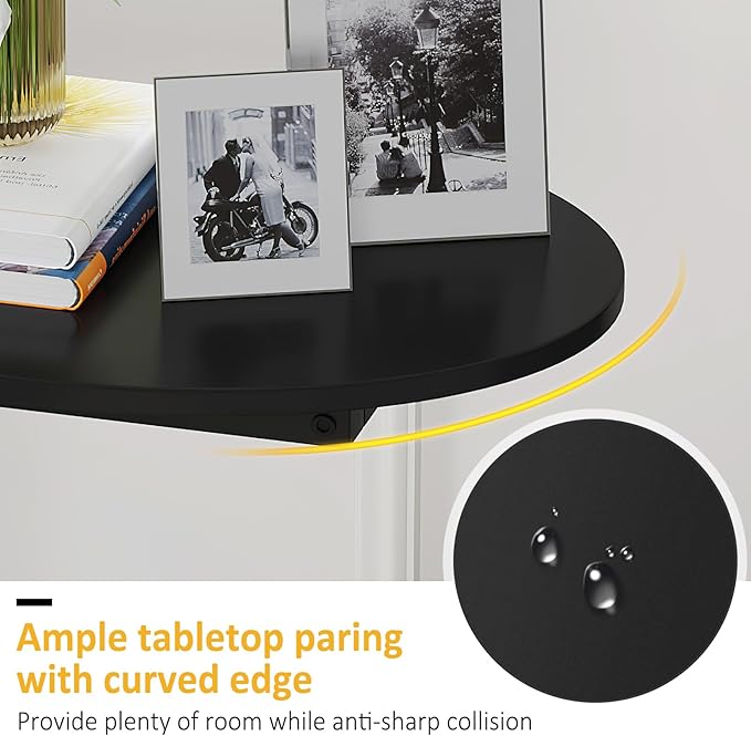 Hosfais Small Side Table End Table, C-Shaped Wood Coffee Table TV Tray - Image 7