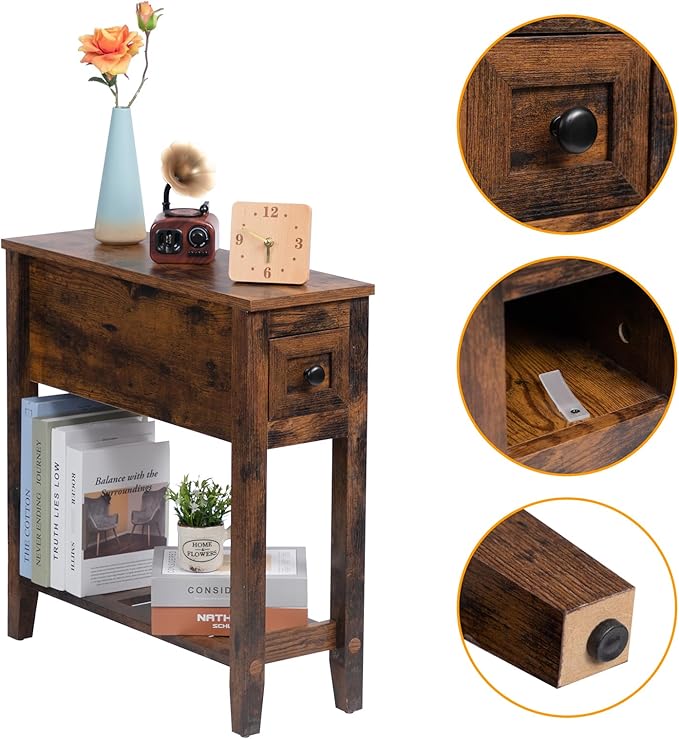 Brown 2 Pack Chairside Narrow End Table - Image 6