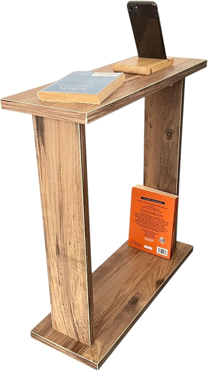 Very Narrow Side Table for Living Room, Small Apartment Space Between Chairs by Furpinea-HandmadewithLove