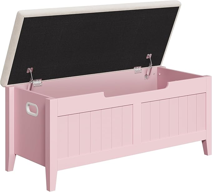 GAOMON Storage Bench with Cushion, 39.4” Wooden Chest Storage Box with 2 Safety by GAOMON