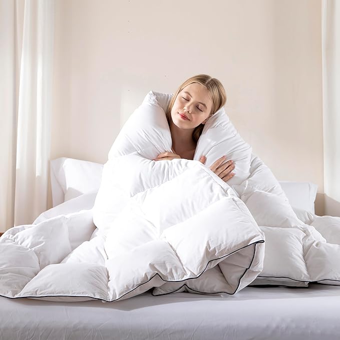 DOWNCOOL Feather Comforter Oversized Queen, 100% Cotton White Duvet Insert - Image 9