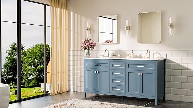 TETOTE Brushed Nickel Mirror 16 x 20 Brushed Nickel Metal Framed Bathroom Mirror - Image 8