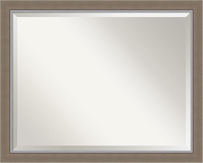 Amanti Art Brown Wall Mirror 25x31 Eva Brown Narrow Rectangle Bathroom Mirror by AmantiArt