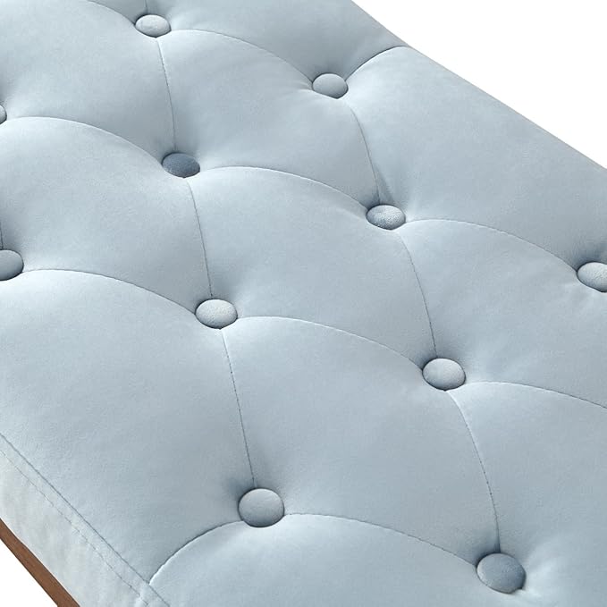 24KF Velvet Upholstered Buttons Tufted Entryway Bench - Image 6