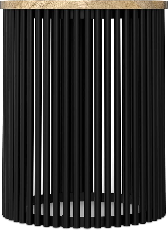 SIMPLIHOME Demy 20 inch Wide Tall Side Table in Natural Solid Mango Wood/Black - Image 5