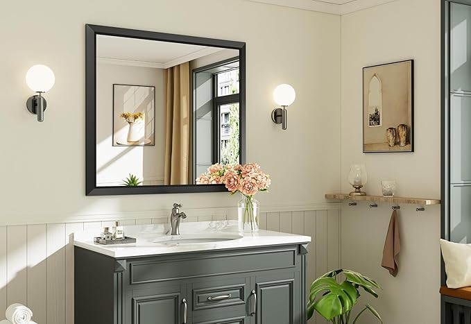 40x36 Inch Black Bathroom Mirror - Image 3