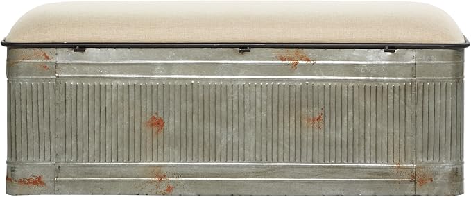 Deco 79 Metal Room Storage Bench Galvanized Entryway Bench - Image 14