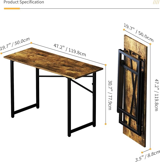 47 inch Folding Computer Desk, Writing Gaming Computer Camping Table, No - Image 3