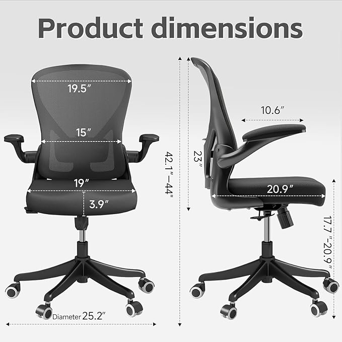 Ergonomic Office Chair with Adjustable Lumbar Support & Flip-Up Armrests - Image 2