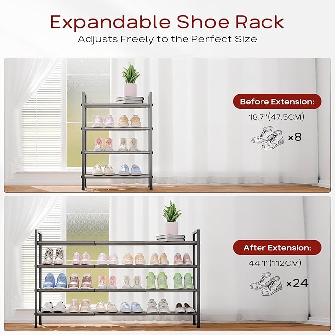 Bumusty 4-Tier Long Expandable Shoe Rack - Image 5