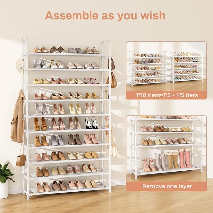 Tall Shoe Rack 10 Tier Shoe Organizer Large Shoe Shelf - Image 5