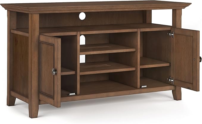 SIMPLIHOME Amherst 54-inch Wide Solid Wood TV Stand in Rustic Natural Aged Brown - Image 4
