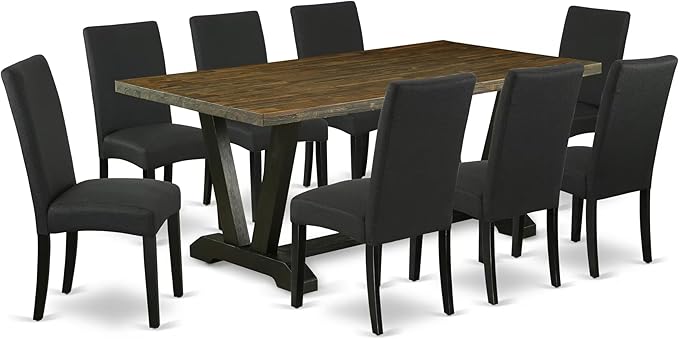 East West Furniture V677DR124-9 9 Piece Dining Set Includes a Rectangle Dining by EastWestFurniture