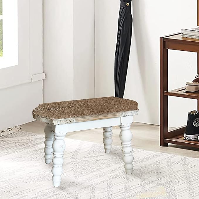Wooden Bathroom Farmhouse Step Stool, Wood Foot Stool - Image 2