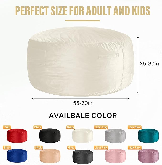 HABUTWAY Bean Bag Chair: Giant 6' Memory Foam Furniture Bean Bag Chair - 6Ft - Image 3