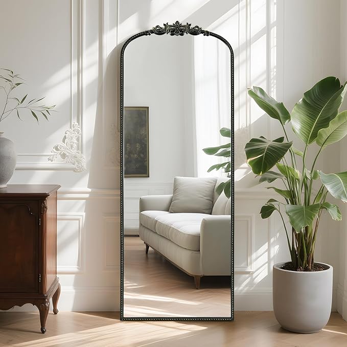 WallBeyond Arched Full Length Mirror Wall Mounted, 21x56 Inch Black Antique - Image 3