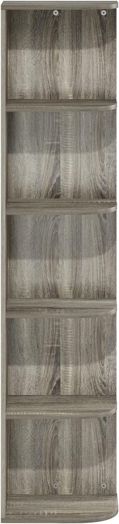 Furinno Pasir 5-Tier Corner Open Shelf Bookcase, French Oak - Image 6