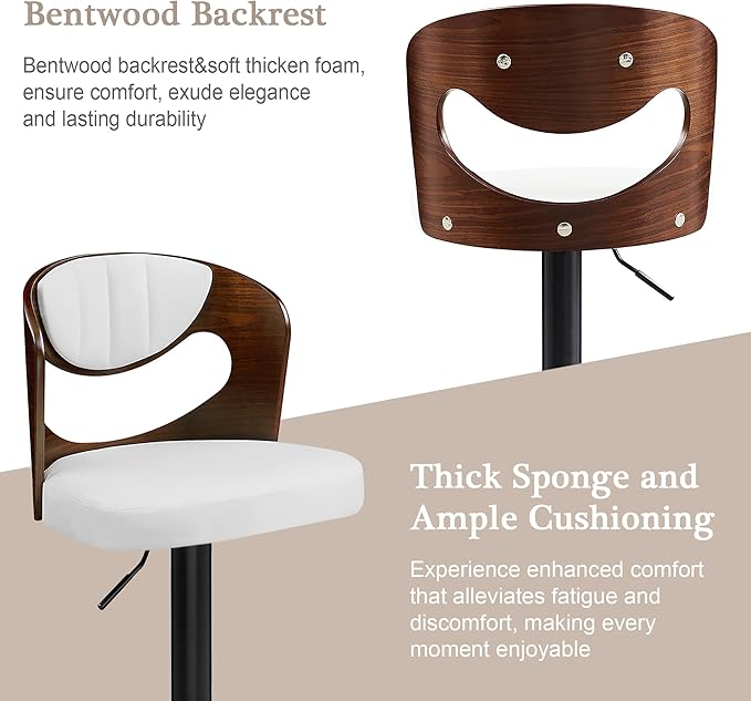 VECELO Bar Stools Set of 2, Kitchen Island Stools - Image 5