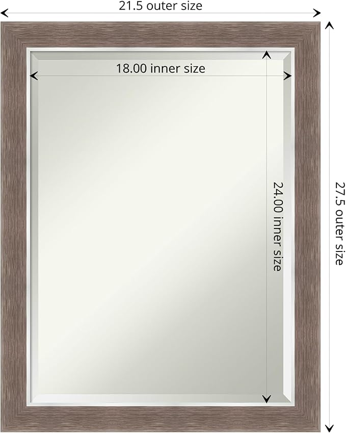 Amanti Art Brown Wall Mirror 28x22 Noble Mocha Rectangle Bathroom Mirror - Image 4