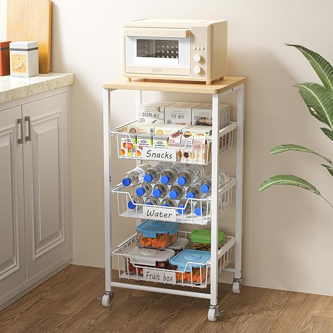 Fruit Vegetable Basket for Kitchen Pantry Storage Organizer, 4-Tier Metal - Image 7