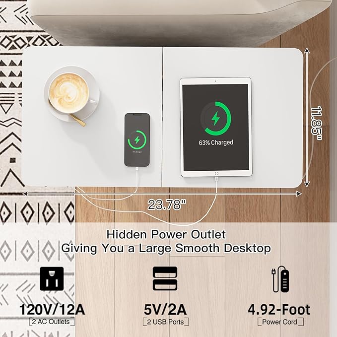 LIDYUK End Table with Charging Station, Narrow Side Table with Drawer and USB - Image 5