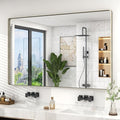 55x36 Inch Brushed Nickel Bathroom Mirror, Large Brushed Silver Metal Framed by VANLIOBathroomMirror