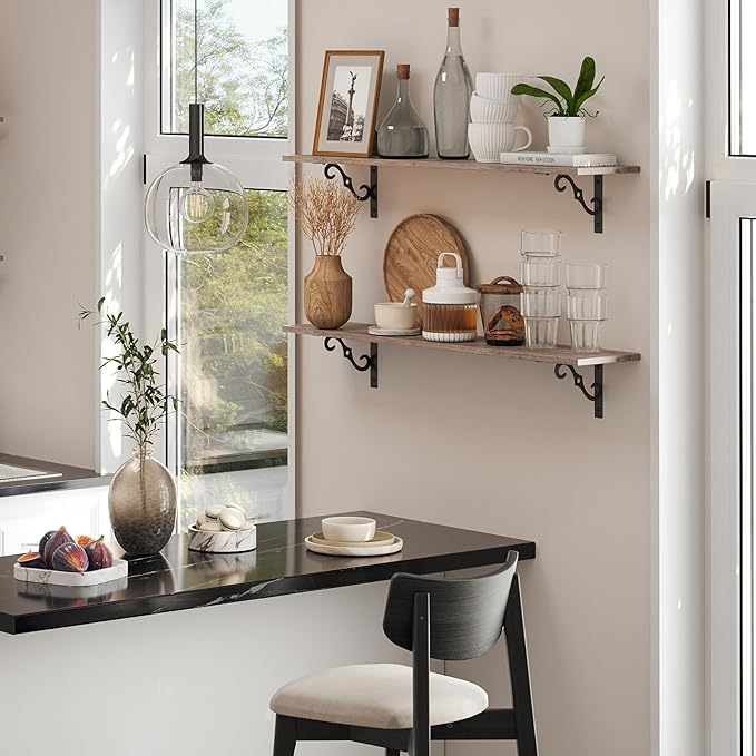 DINZI LVJ Long Wall Shelves, 31.5 Inch Large Floating Shelves Set of 2 - Image 2
