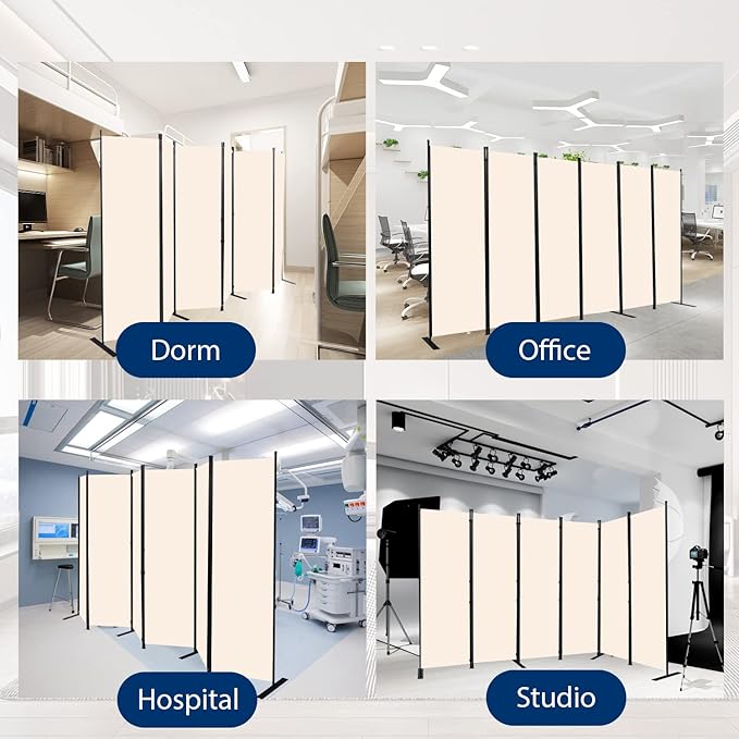 Room Divider and Folding Privacy Screens， 6 Panel Wide Room Divider Wall Screen - Image 6