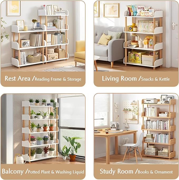 5-Tier Wooden Open Bookcase - Image 3