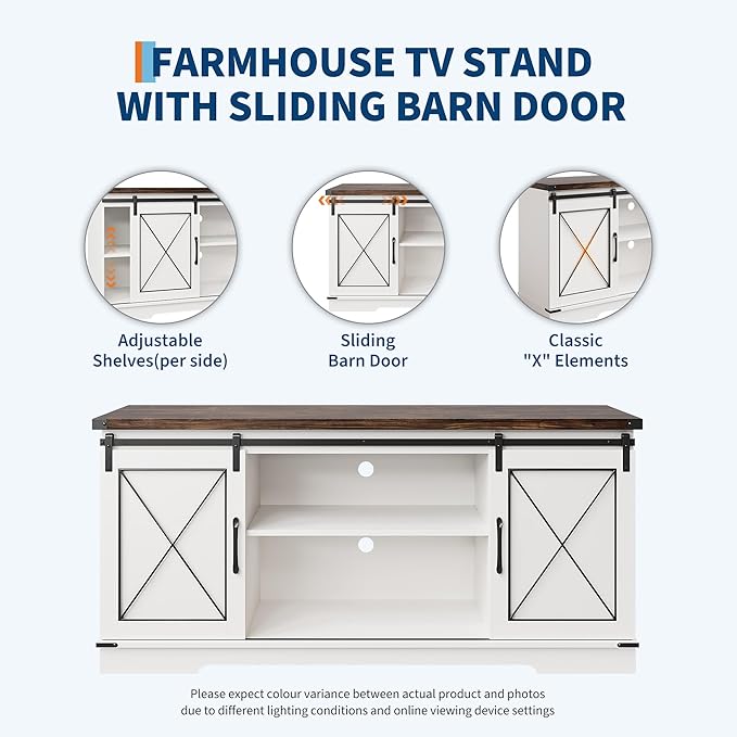 GarveeHome Farmhouse TV Stand for TV up to 65 Inches and Entertainment Center - Image 9