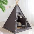 Teepee Tent for Kids with Mat, Star Lights, Carry Case, Cotton Canvas Playhouse by RONGFA