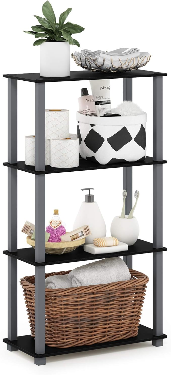 Furinno Turn-N-Tube 4-Tier Multipurpose Shelf Display Rack, Square Tube by Furinno-FitsYourSpaceFitsYourBudget
