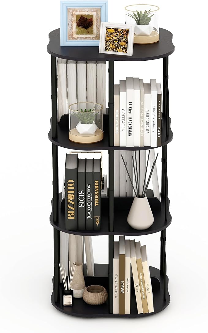 3-Tier Rotating Bookshelf, 360 ° Display Stackable Spinning Bookshelf Tower by AoparkShop