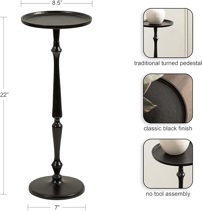 Kate and Laurel Carling Traditional Metal Round Drink Table, Vintage Cast - Image 3