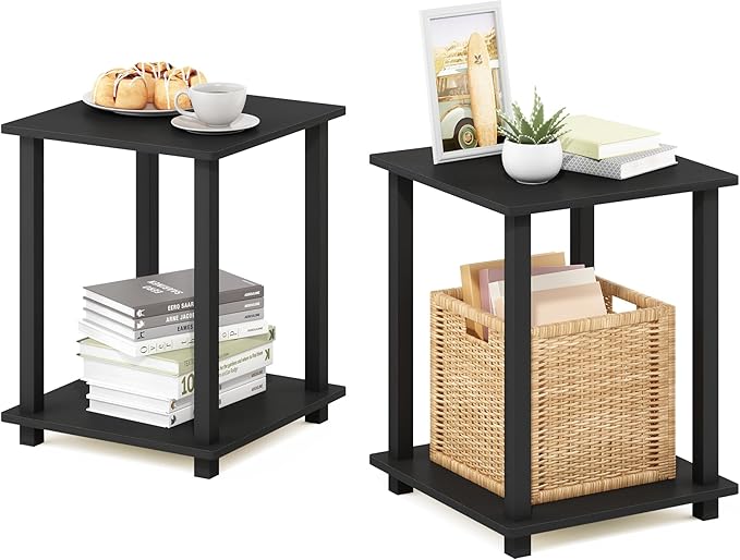 Furinno Simplistic Set of 2 End Table, Americano/Black by Furinno-FitsYourSpaceFitsYourBudget