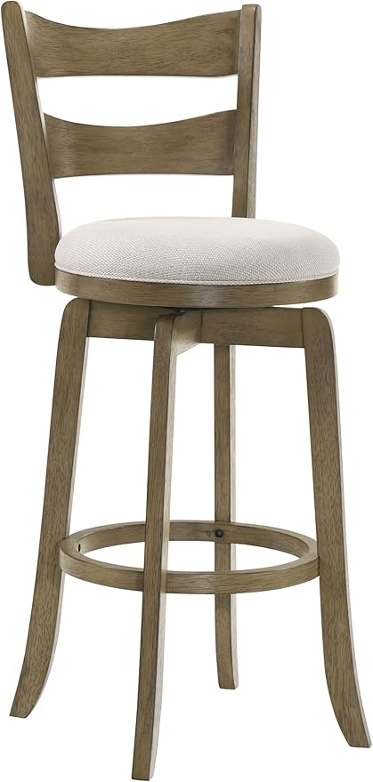 Armen Living Blair 26 in. Putty Brown Counter Height Rubberwood Swivel Barstool - Image 2