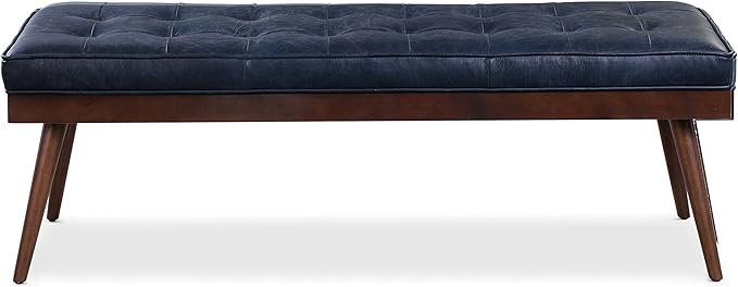 POLY & BARK Napa Luca Leather Bench, Midnight Blue - Image 4